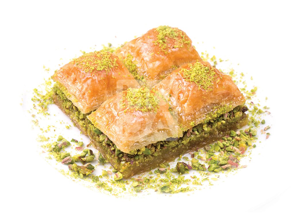 Baklava, Square Slice with Pistachio, 54pcs, 6lbs (2700g)- #340843
