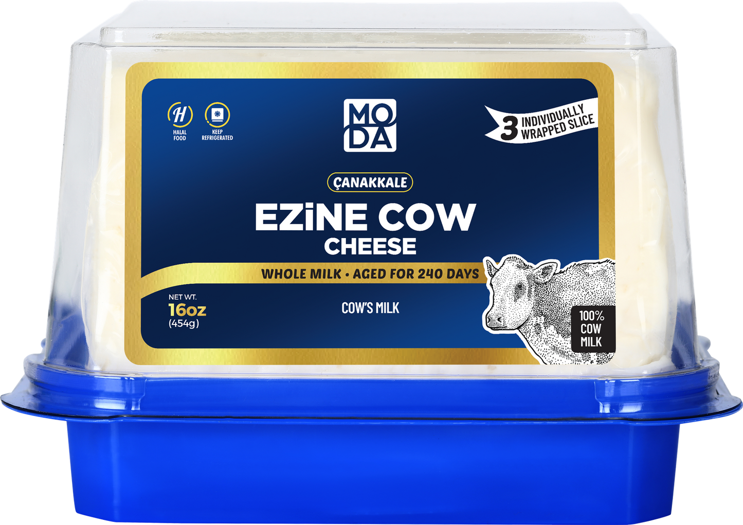 Ezine Cow Cheese, Pre-Sliced, Blue Label, 16oz (454g) x 8pack - #520479