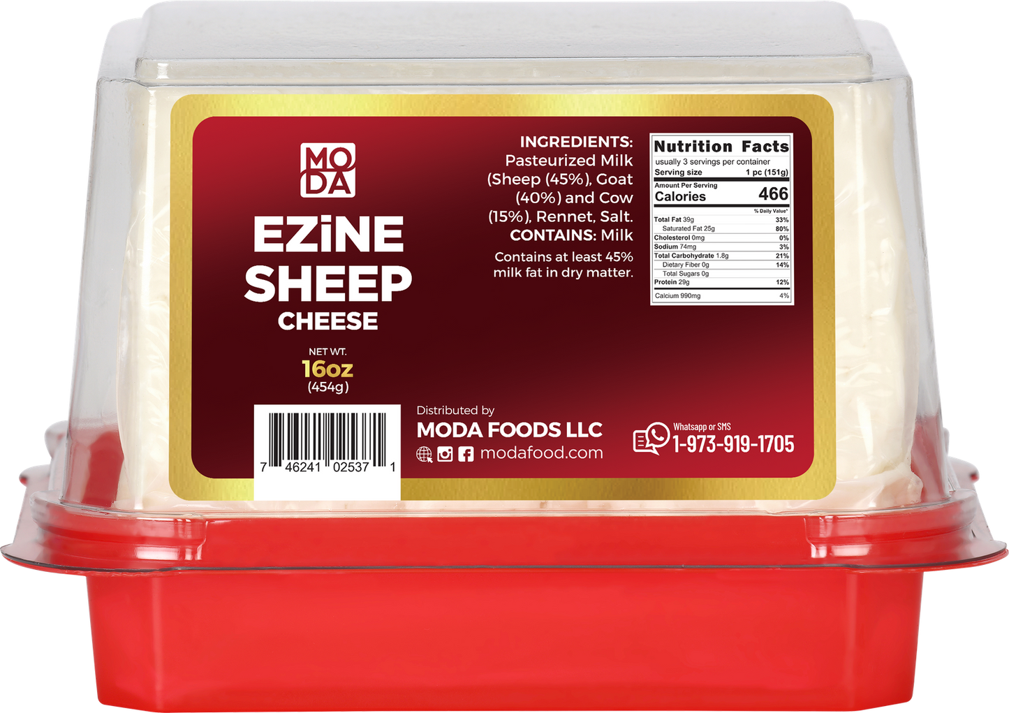 Ezine Sheep Cheese, Pre-Sliced, Red Label, 16oz (454g) x 8pack - #520462
